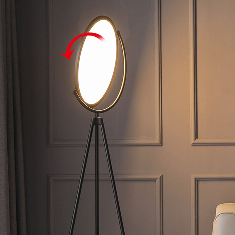 Minimalistic LED Floor Lamp: Rotatable Disc Design and Acrylic Tripod Stand for Living Room