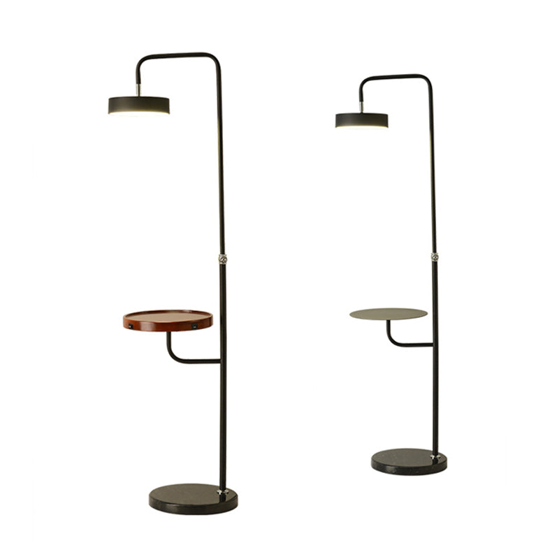 Modern Metal Swing-Arm LED Floor Lamp with Round Table - Living Room Stand Up Light