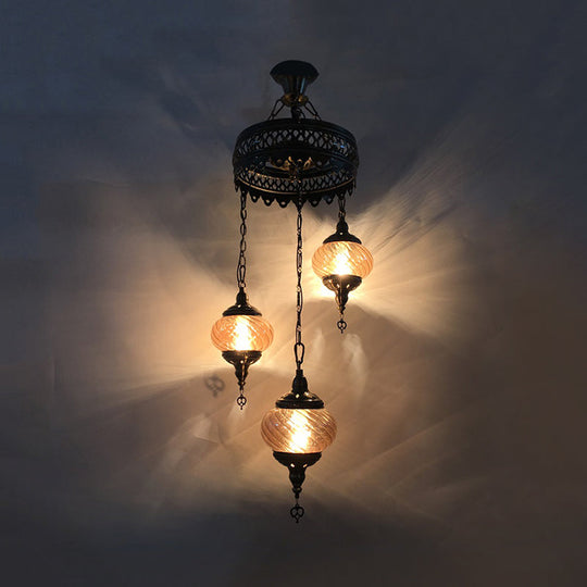 Vintage Bronze Chandelier with Colorful Glass Shades - 3/5/7 Bulbs Pendant Light for Coffee House