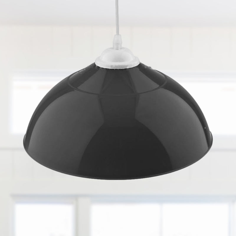 Modern Metallic Pendant Light in Polished Black/Grey - 1-Light Ceiling Hanging Fixture for Dining Room