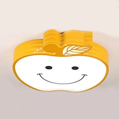 Smiling Apple Kids Ceiling Lamp - Contemporary Flush Mount Light
