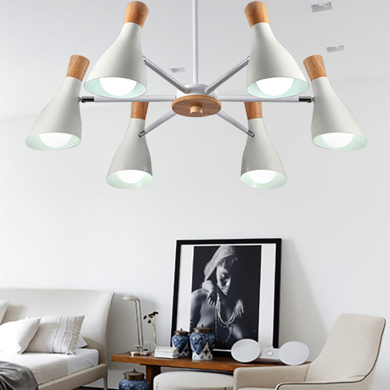 Nordic Style Metal Chandelier with 6 Lights for Girls Bedroom or Cloth Shop