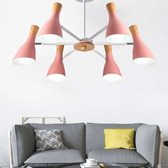 Nordic Style Metal Chandelier with 6 Lights for Girls Bedroom or Cloth Shop