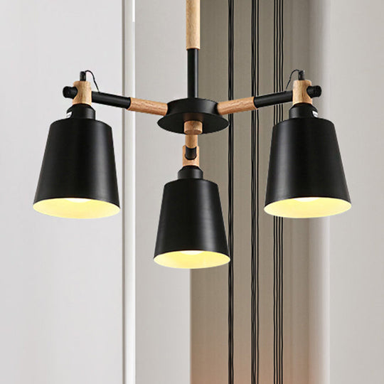 Modern Metal & Wood Trapezoid Shade Chandelier for Children's Bedroom