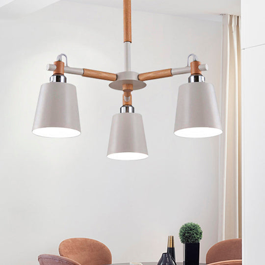 Modern Metal & Wood Trapezoid Shade Chandelier for Children's Bedroom