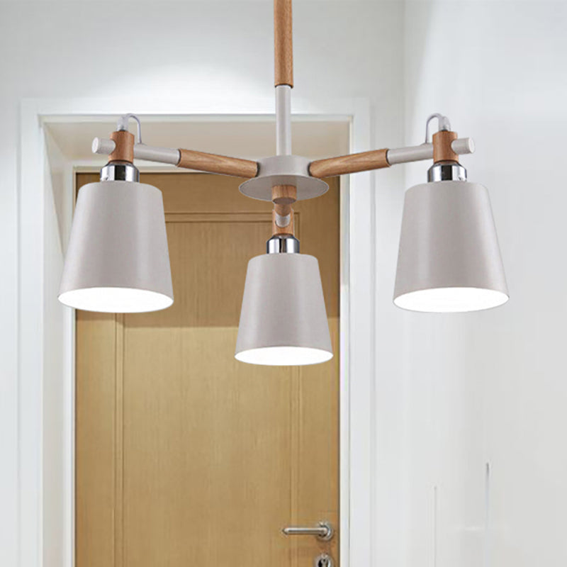 Modern Metal & Wood Trapezoid Shade Chandelier for Children's Bedroom