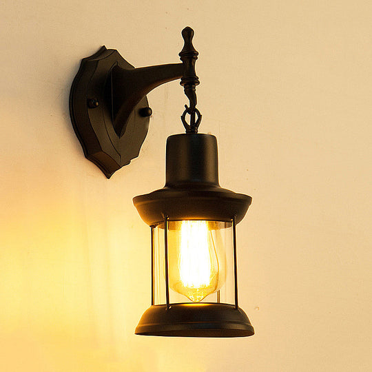 Modern Industrial 1-Light Clear Glass Sconce Wall Lantern for Kitchen