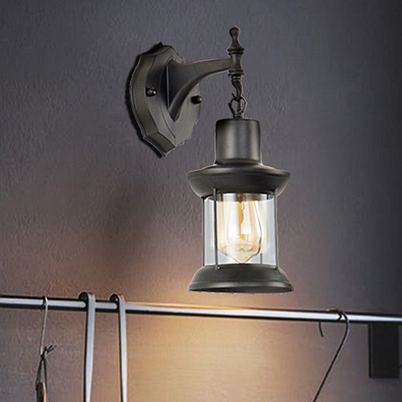Modern Industrial 1-Light Clear Glass Sconce Wall Lantern for Kitchen