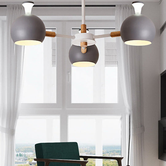 Modern Metal Globe Chandelier - 3-Light Hanging Light for Dining Table