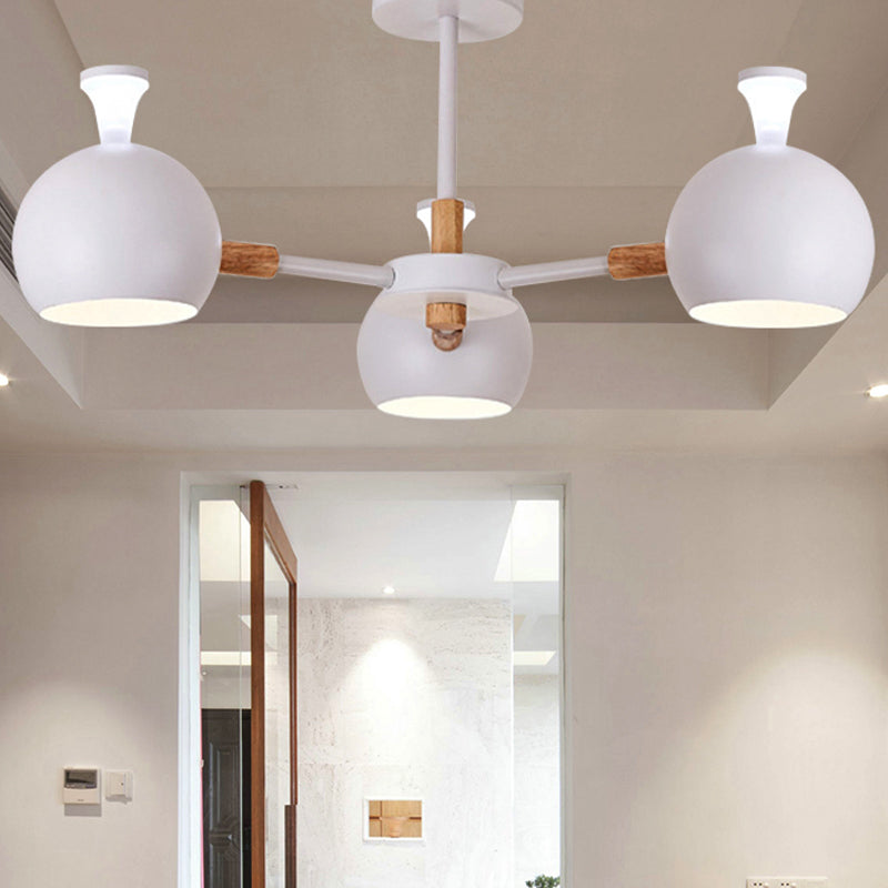 Modern Metal Globe Chandelier - 3-Light Hanging Light for Dining Table