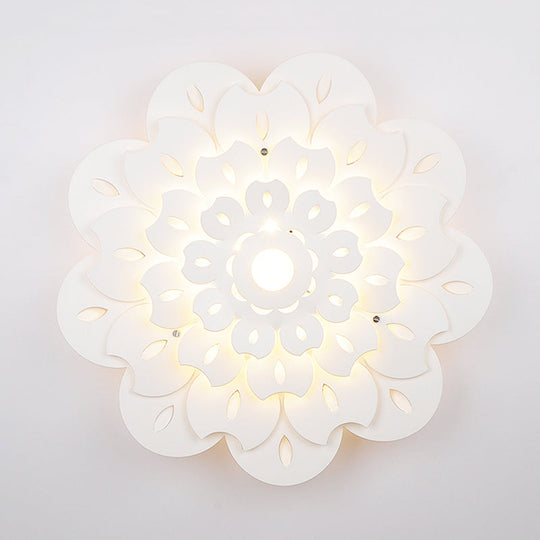 Pretty White Floral LED Wall Lamp for Kids' Bedrooms