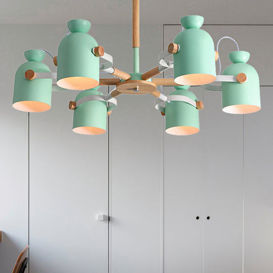 Rotatable 6-Light Macaron Style Pendant Light for Kindergarten Classrooms