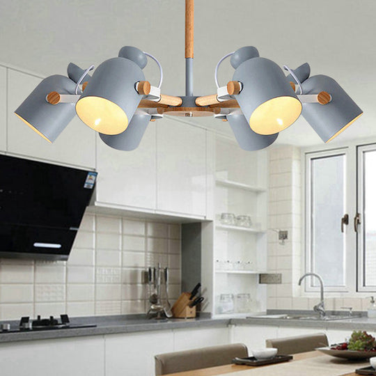 Rotatable 6-Light Macaron Style Pendant Light for Kindergarten Classrooms