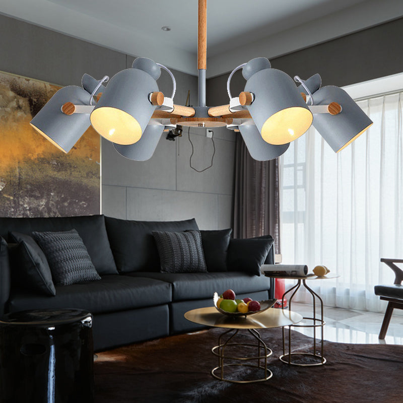 Rotatable 6-Light Macaron Style Pendant Light for Kindergarten Classrooms