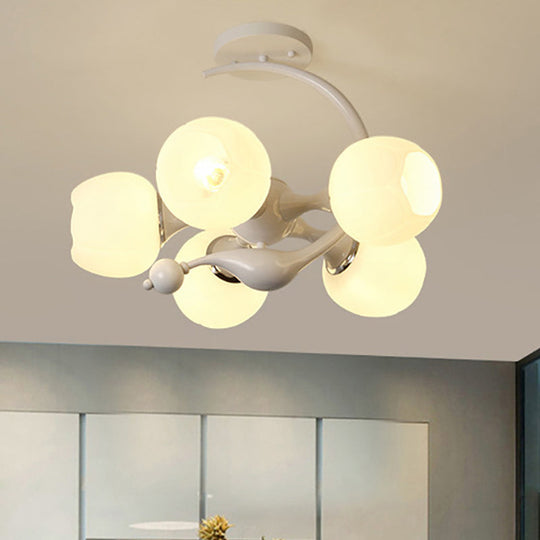 Contemporary Metal Pendant Light with Spherical Shade - 5 Bulbs, White - Ideal for Office Décor