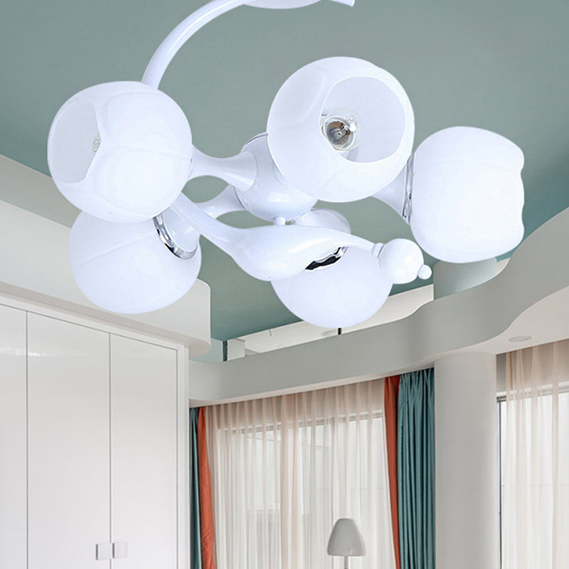 Contemporary Metal Pendant Light with Spherical Shade - 5 Bulbs, White - Ideal for Office Décor