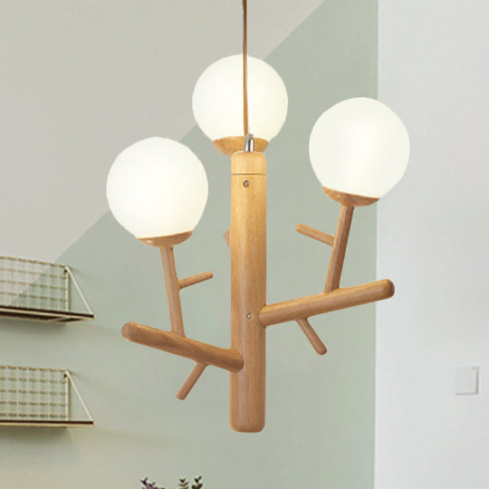 Nordic Modern Wooden White Hanging Chandelier - Ceiling Pendant Light for Dining Room