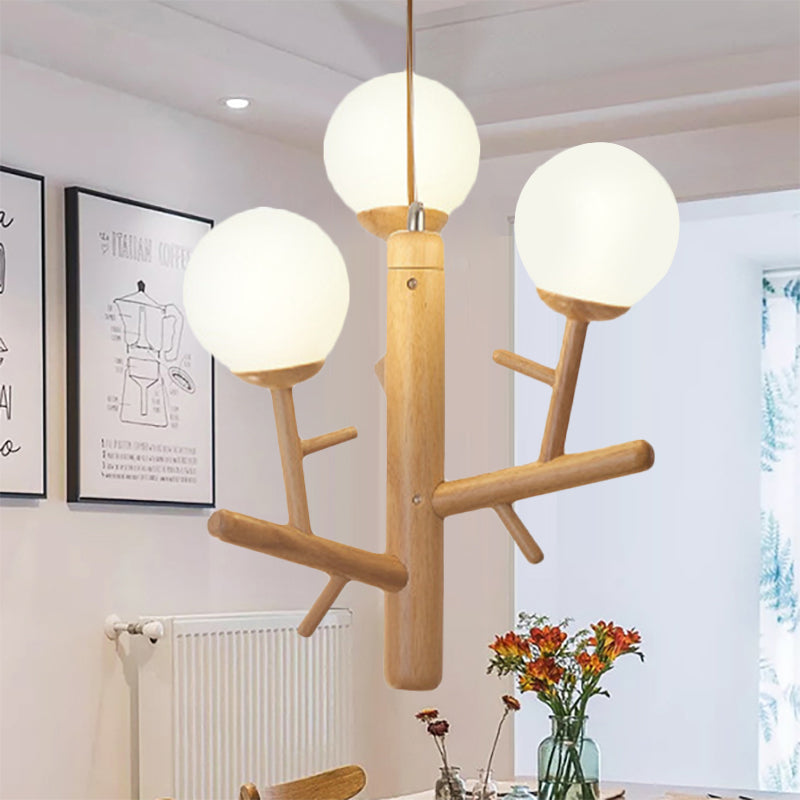 Nordic Modern Wooden White Hanging Chandelier - Ceiling Pendant Light for Dining Room
