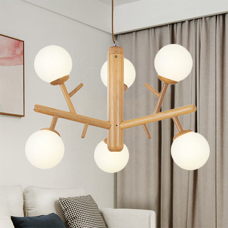 Nordic Modern Wooden White Hanging Chandelier - Ceiling Pendant Light for Dining Room