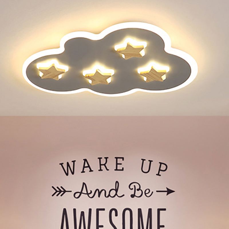 Cloud and Star Acrylic Flush Mount Ceiling Light for Kids' Bedroom - Art Deco Ceiling Fixture