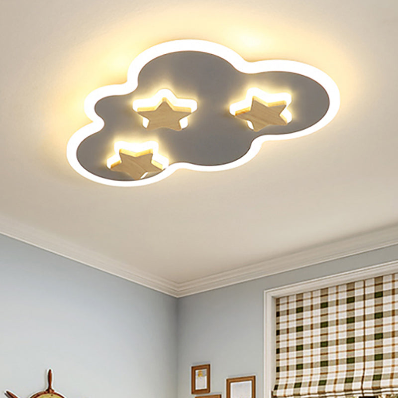 Cloud and Star Acrylic Flush Mount Ceiling Light for Kids' Bedroom - Art Deco Ceiling Fixture