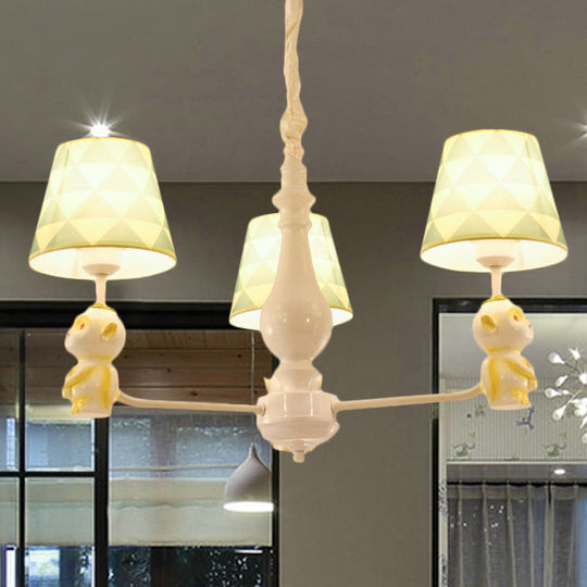 Yellow Nordic Pendant Lights - Fabric Tapered Shade Hanging Lights for Living Room