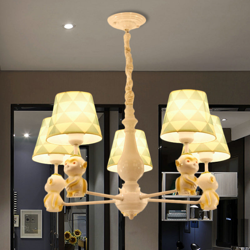 Yellow Nordic Pendant Lights - Fabric Tapered Shade Hanging Lights for Living Room