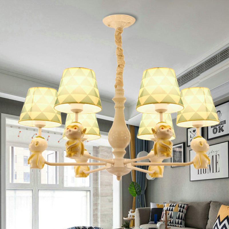 Yellow Nordic Pendant Lights - Fabric Tapered Shade Hanging Lights for Living Room
