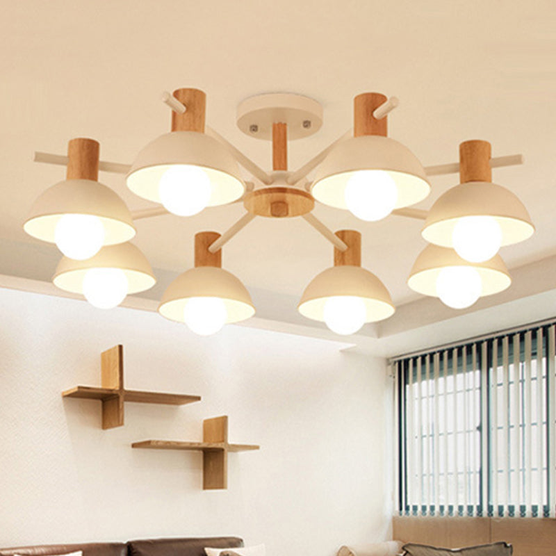 Modern Iron 8-Light Macaroon Dome Pendant Chandelier for Living Room