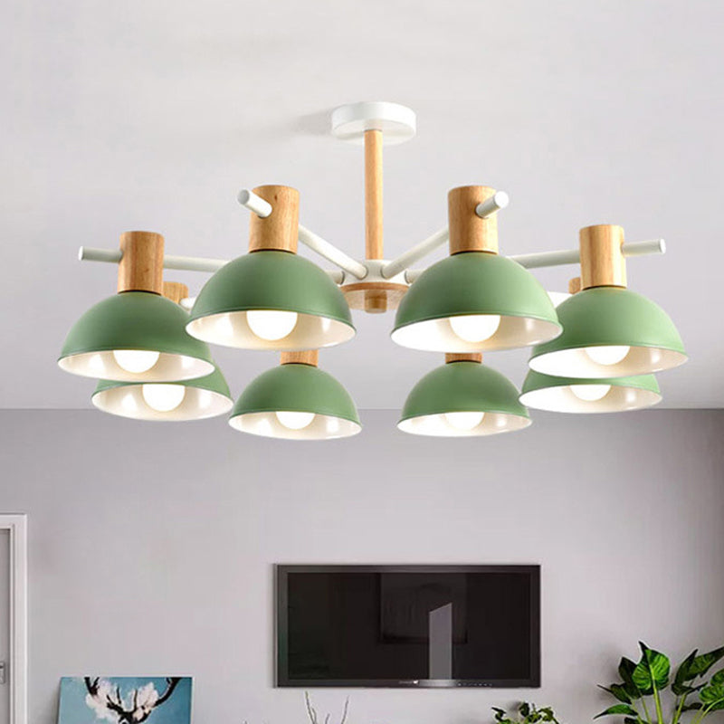 Modern Iron 8-Light Macaroon Dome Pendant Chandelier for Living Room