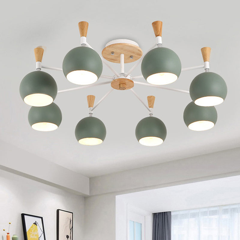 Kindergarten Metal Hanging Chandelier - Pastel Circle Design, 8 Bulbs Included