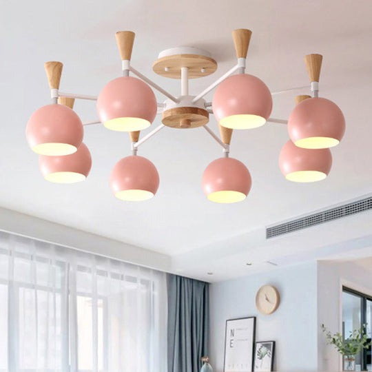 Kindergarten Metal Hanging Chandelier - Pastel Circle Design, 8 Bulbs Included