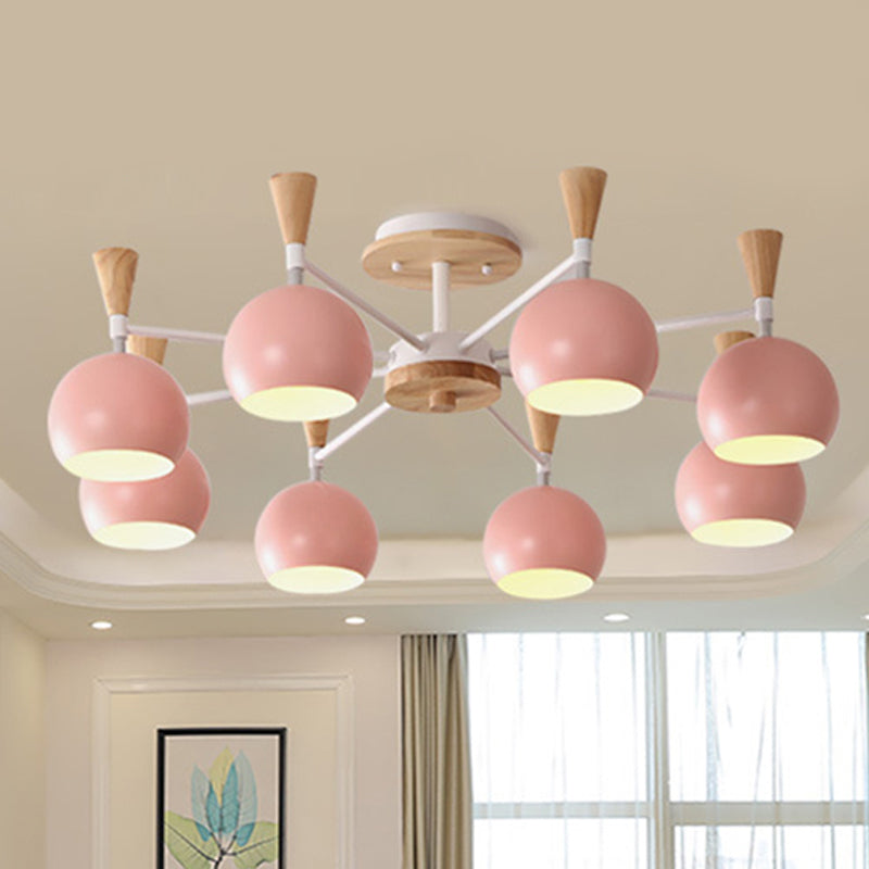 Kindergarten Metal Hanging Chandelier - Pastel Circle Design, 8 Bulbs Included