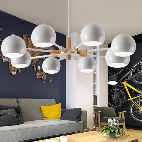 8-Light Modern Metal Spherical Hanging Lamp Chandelier for Living Room