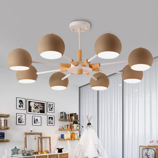 8-Light Modern Metal Spherical Hanging Lamp Chandelier for Living Room