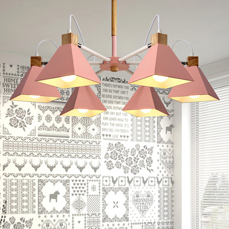 Stylish Rotatable Macaron Wood Chandelier - 6 Lights, Ideal for Baby Room Ceiling Pendant