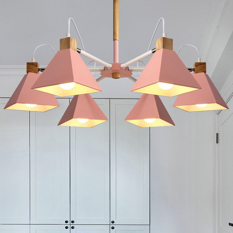 Stylish Rotatable Macaron Wood Chandelier - 6 Lights, Ideal for Baby Room Ceiling Pendant