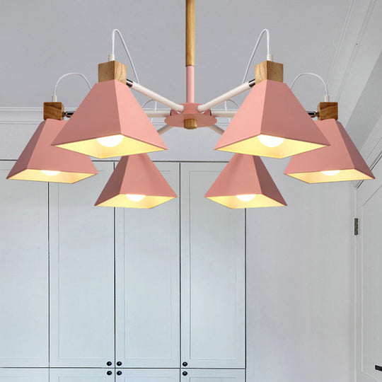 Stylish Rotatable Macaron Wood Chandelier - 6 Lights, Ideal for Baby Room Ceiling Pendant