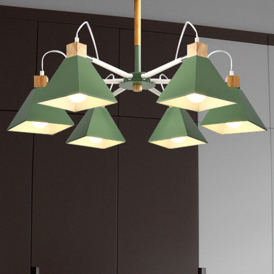 Stylish Rotatable Macaron Wood Chandelier - 6 Lights, Ideal for Baby Room Ceiling Pendant