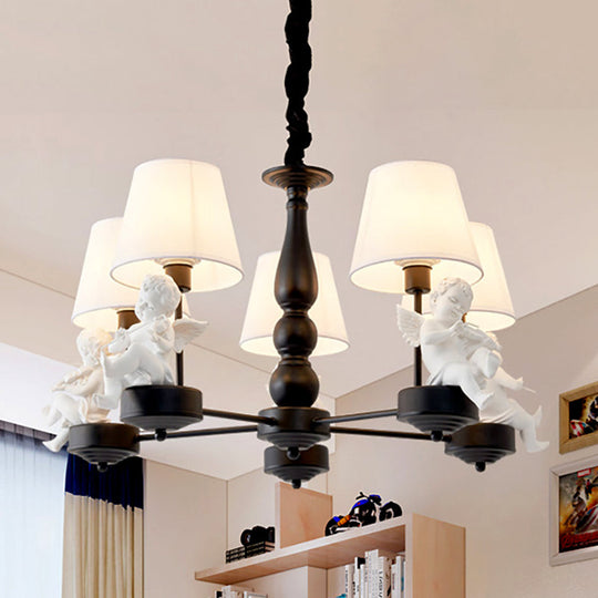 White Angel Ceiling Lamp: Simple Fabric Pendant Light for Living Room