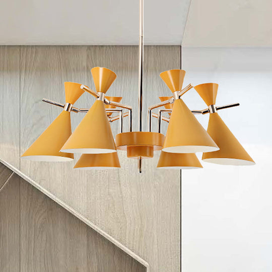 Nordic Style Metal Horn Chandelier with 6 Lights - Perfect for Girls' Bedroom