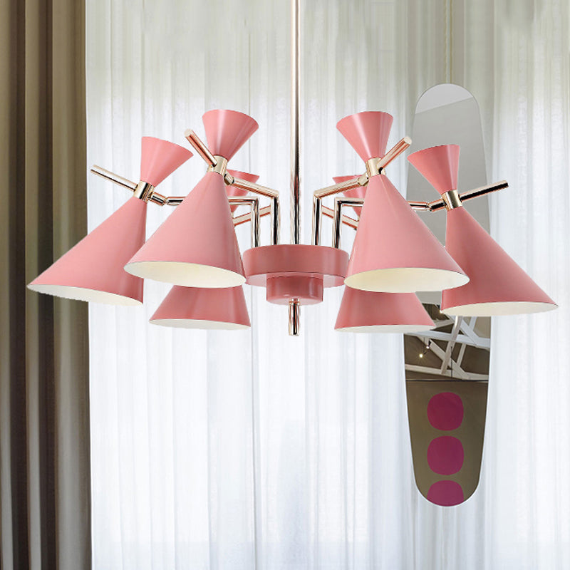 Nordic Style Metal Horn Chandelier with 6 Lights - Perfect for Girls' Bedroom