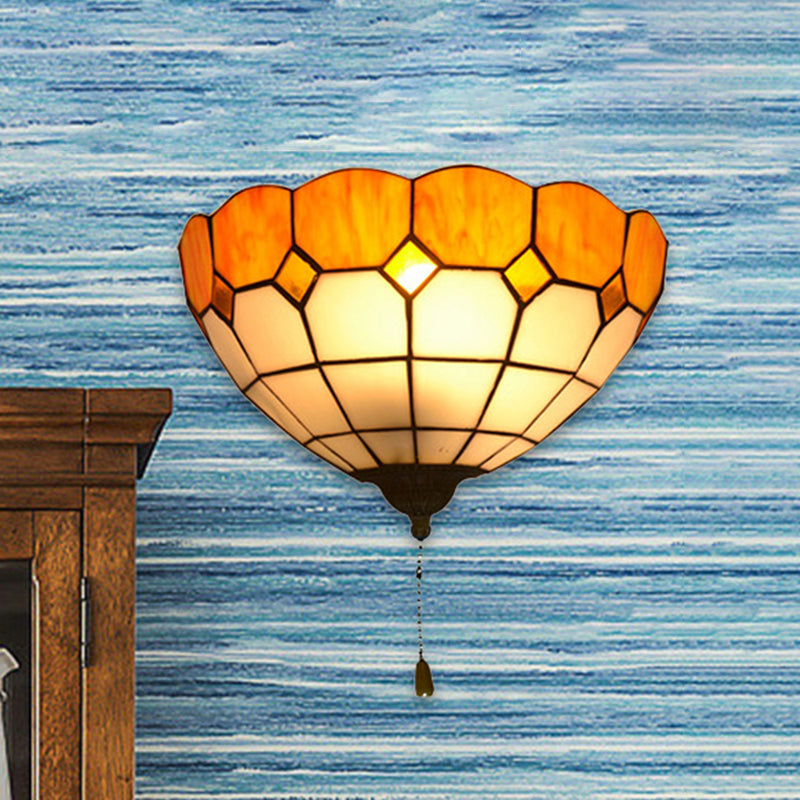 Tiffany Stained Glass Wall Sconce with Pull Switch - 1 Light