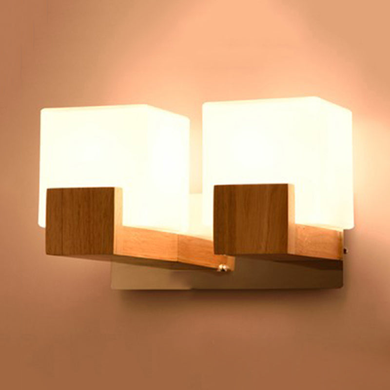 Japanese Style Opal Glass Wall Sconce for Stair and Living Room