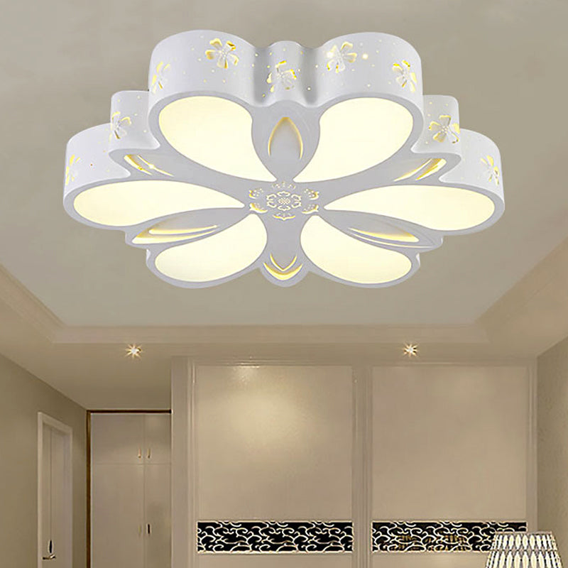 White Etched Petal Metal Ceiling Light for Kids' Bedroom or Bathroom
