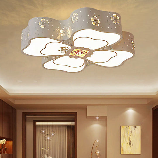White Etched Petal Metal Ceiling Light for Kids' Bedroom or Bathroom