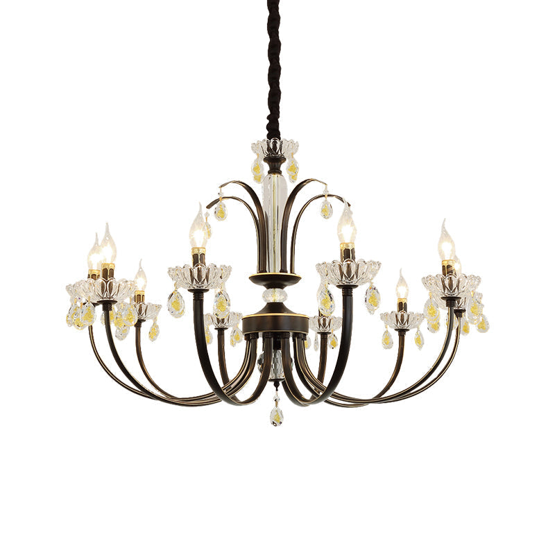 Traditional Metal Black Candle Ceiling Light - 6/8/10 Lights - Living Room Fixture