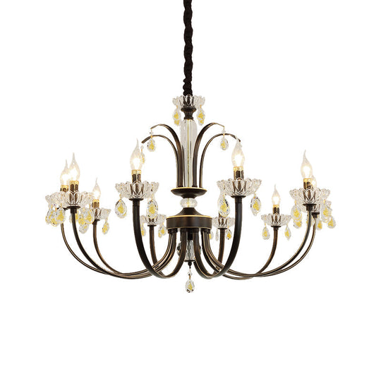 Traditional Metal Black Candle Ceiling Light - 6/8/10 Lights - Living Room Fixture