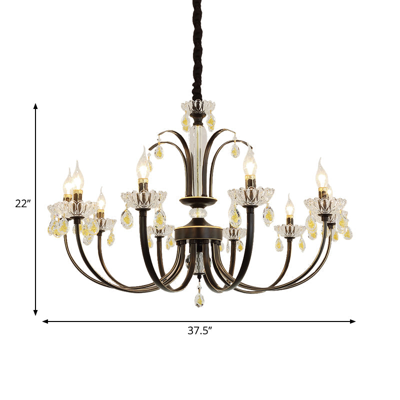 Traditional Metal Black Candle Ceiling Light - 6/8/10 Lights - Living Room Fixture