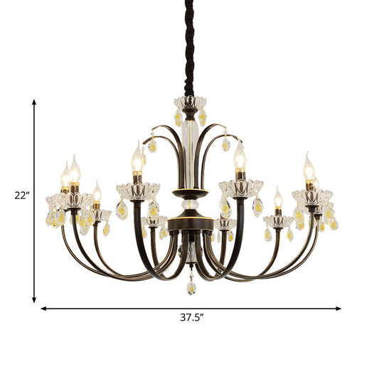 Traditional Metal Black Candle Ceiling Light - 6/8/10 Lights - Living Room Fixture